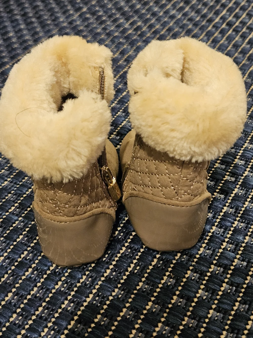 Michael Kors Baby Tan Quilted Faux-Fur Booties